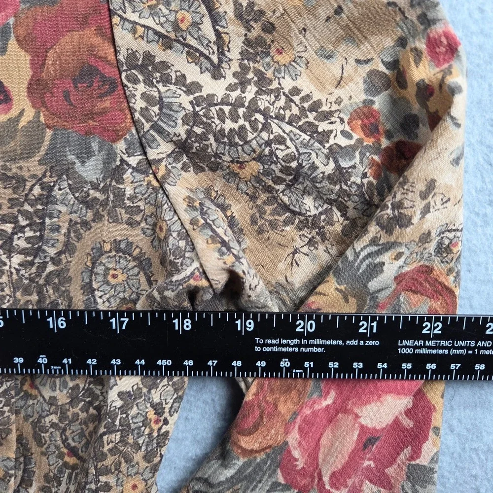 Worthington Blazer Women Large Tan Floral Paisley Vintage Tapestry Button Front